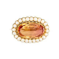Broche Épingle en or jaune, topaze et perles - Castafiore
