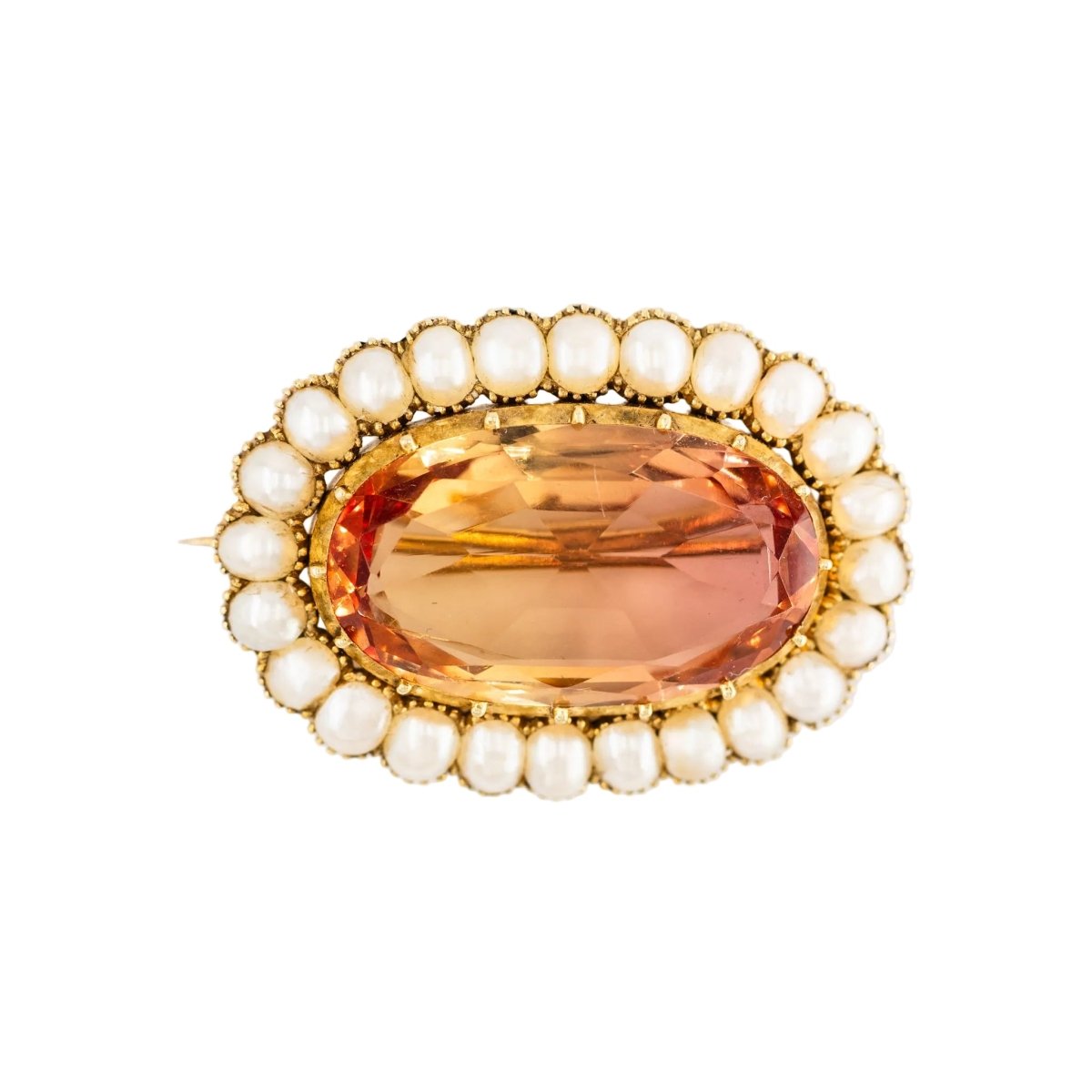 Broche Épingle en or jaune, topaze et perles - Castafiore
