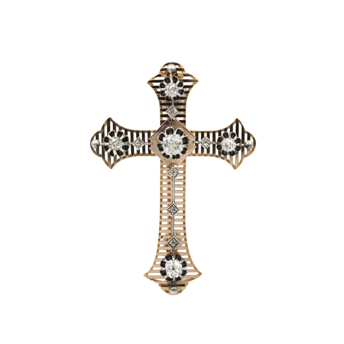 Broche Épingle en or rose, argent et diamants - Castafiore