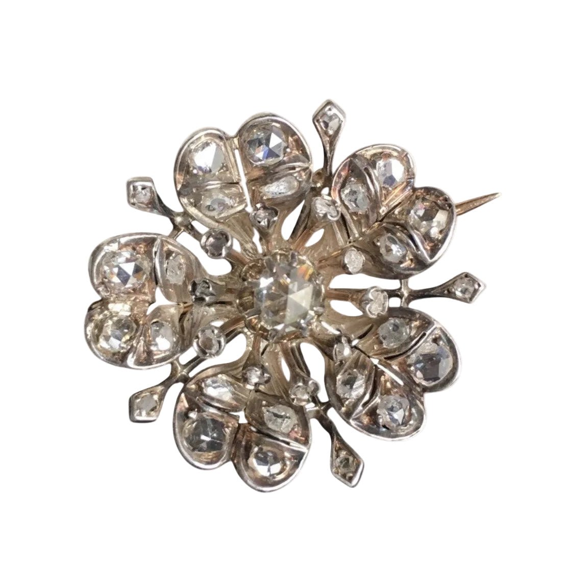 Broche Épingle en or rose, argent et diamants - Castafiore