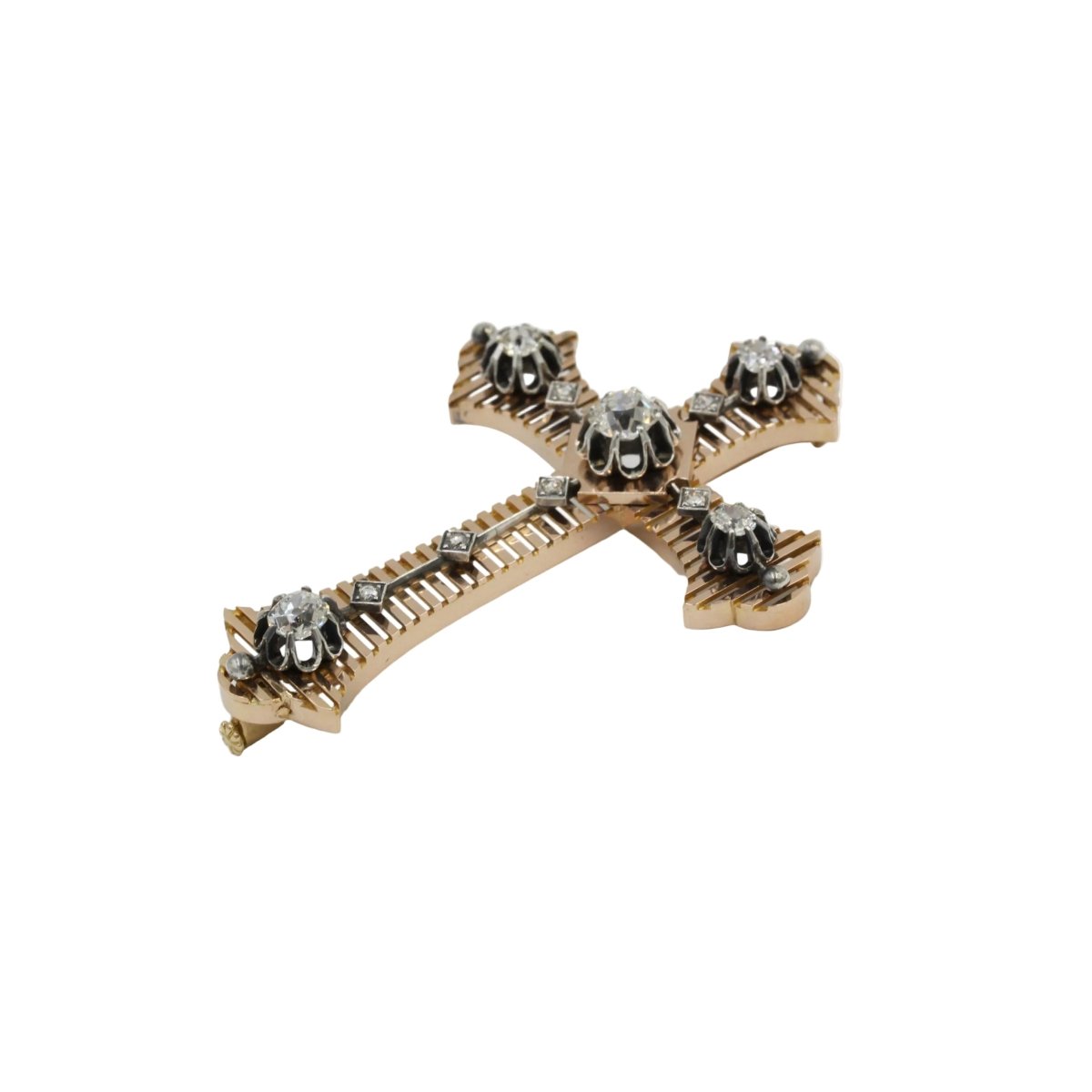 Broche Épingle en or rose, argent et diamants - Castafiore
