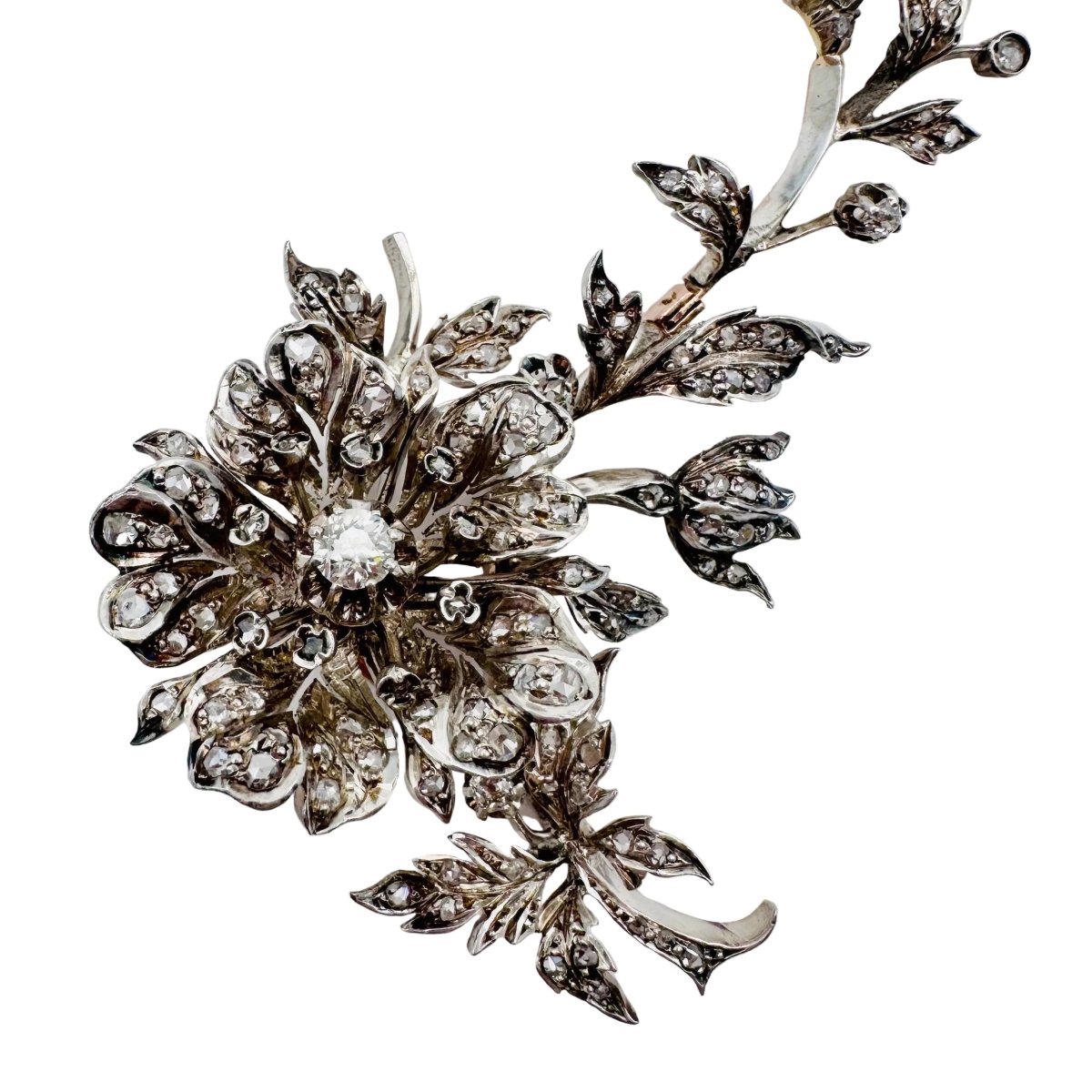 Broche Épingle en or rose, argent et diamants - Castafiore