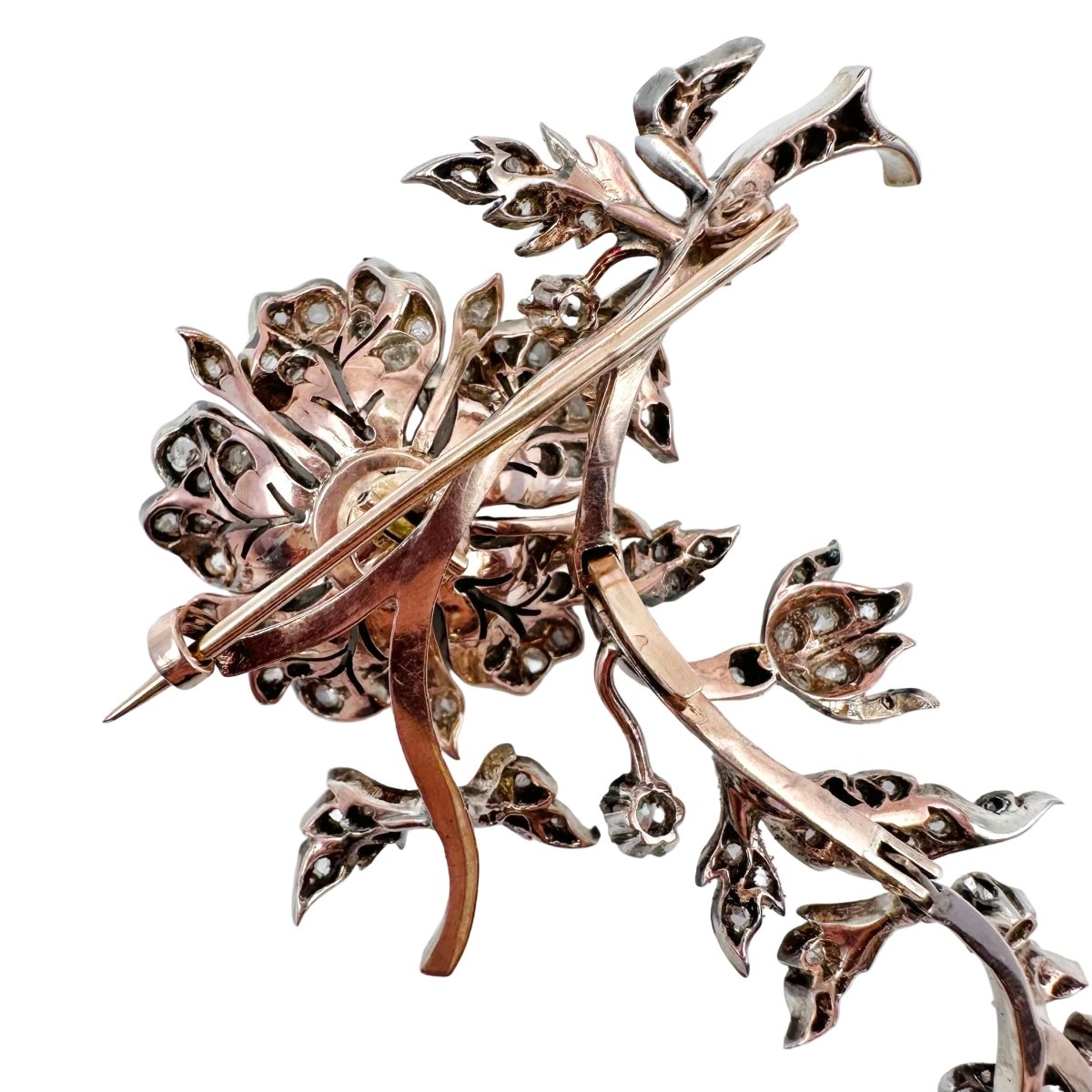 Broche Épingle en or rose, argent et diamants - Castafiore