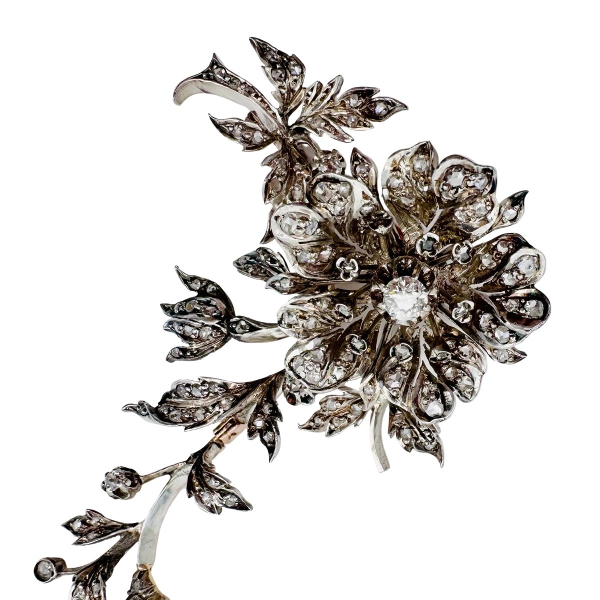 Broche Épingle en or rose, argent et diamants - Castafiore