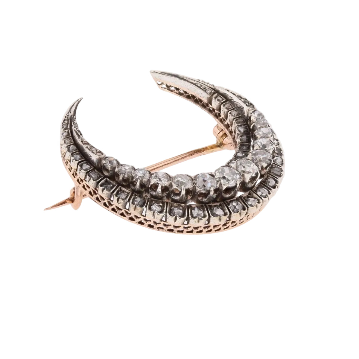 Broche Épingle en or rose, argent et diamants - Castafiore