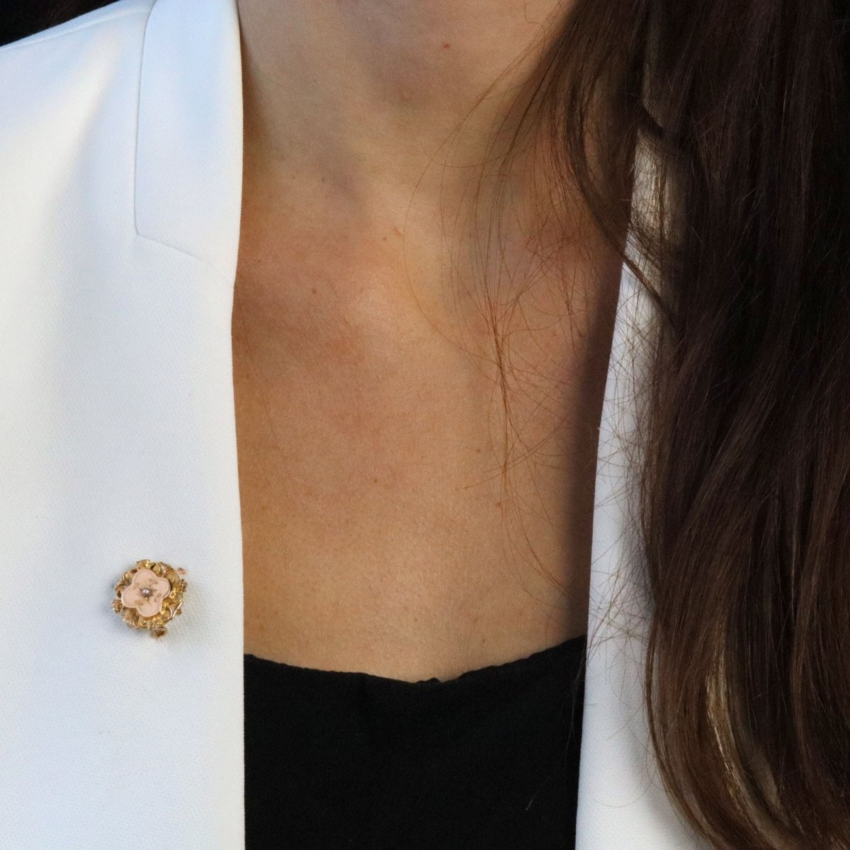 Broche Épingle en or rose et perle - Castafiore