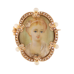 Broche Épingle en or rose, perles et nacre - Castafiore