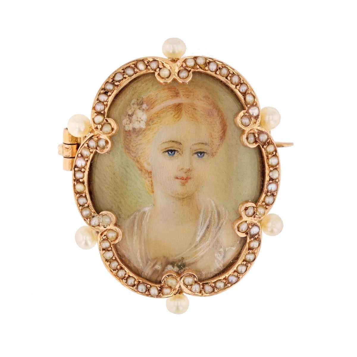 Broche Épingle en or rose, perles et nacre - Castafiore