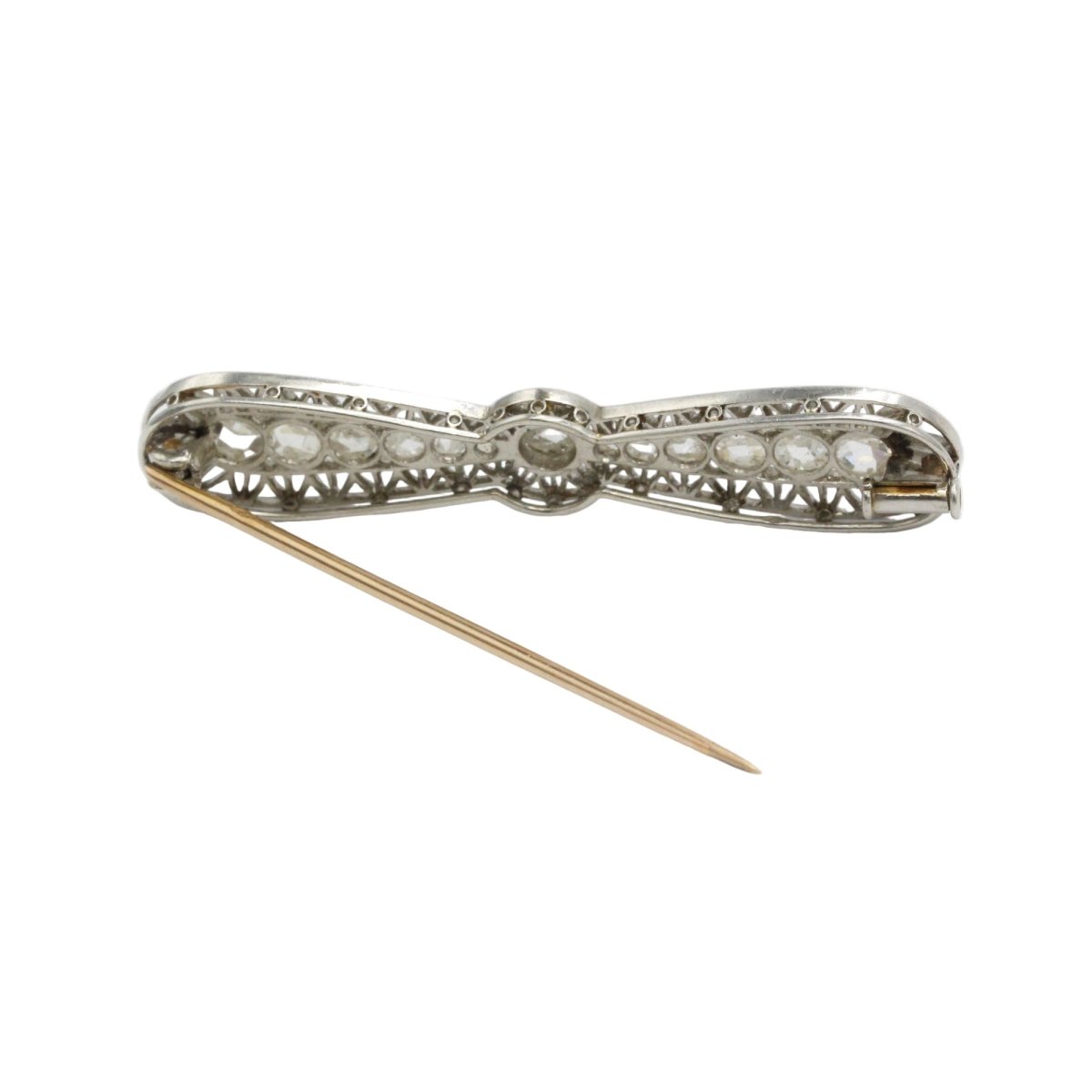 Broche Épingle en or rose, platine, et diamants - Castafiore