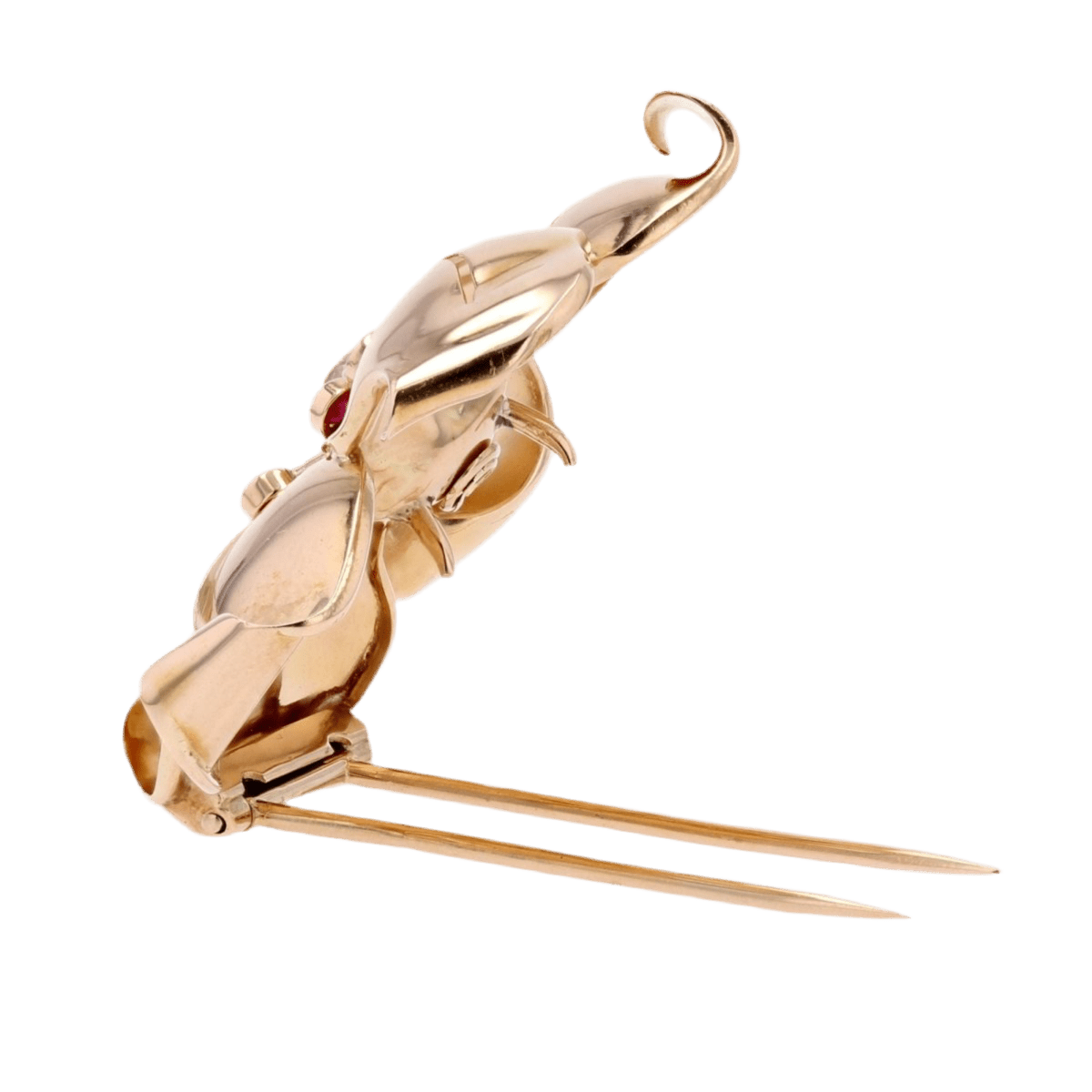 Broche Épingle en or rose, rubis et diamant - Castafiore