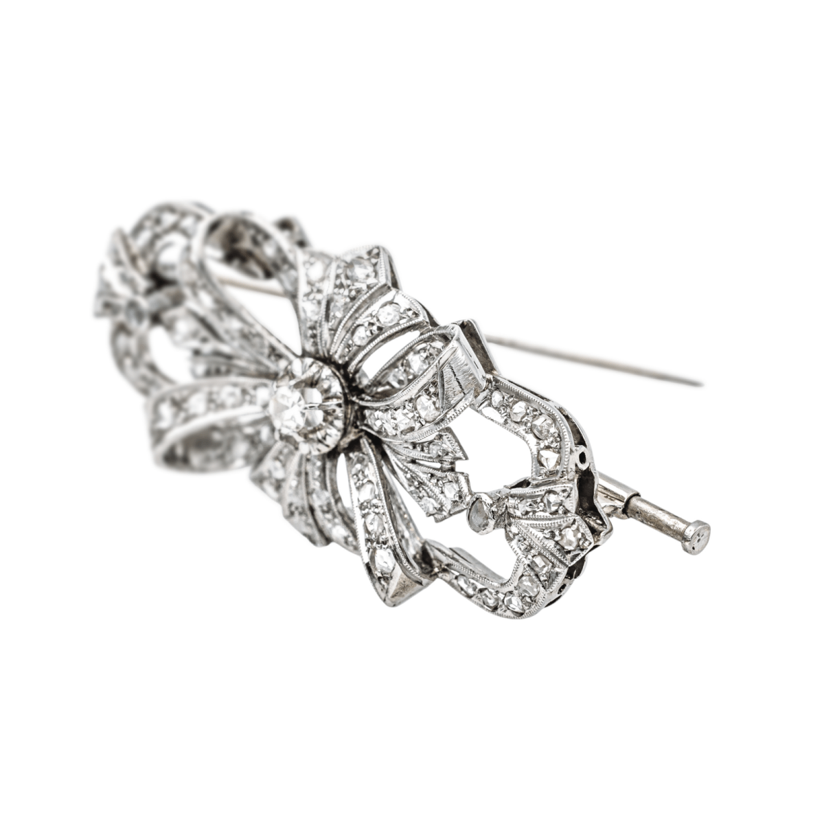 Broche Épingle en palladium et diamants - Castafiore
