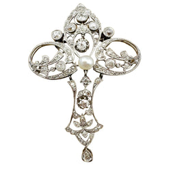Broche Épingle en platine, perle et diamants - Castafiore