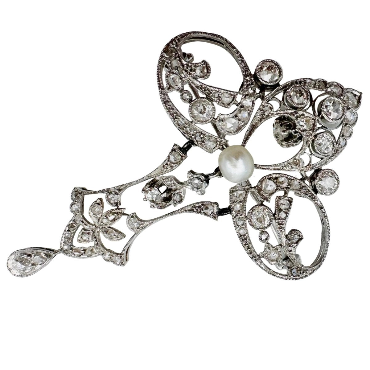 Broche Épingle en platine, perle et diamants - Castafiore