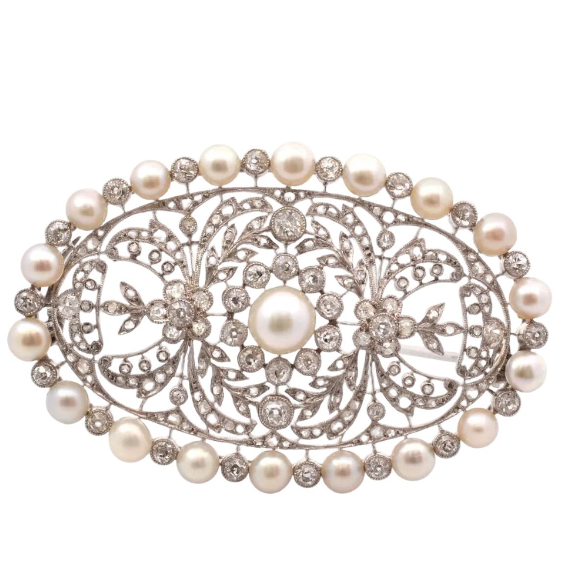 Broche Épingle en platine, perles et diamants - Castafiore