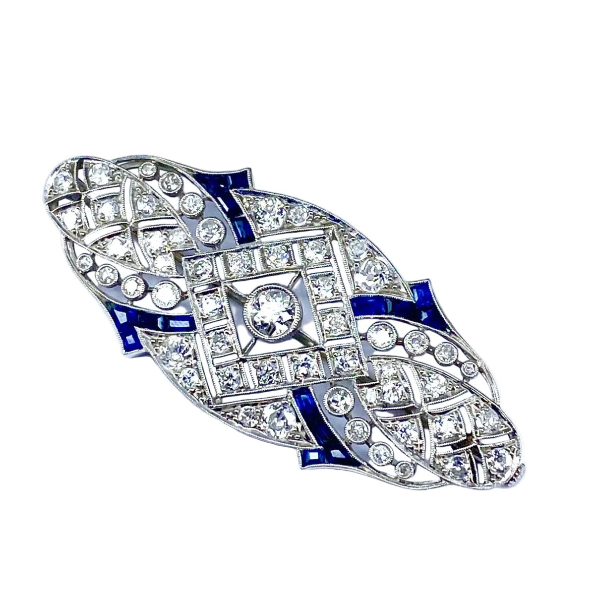 Broche Épingle en platine, saphirs et diamants - Castafiore