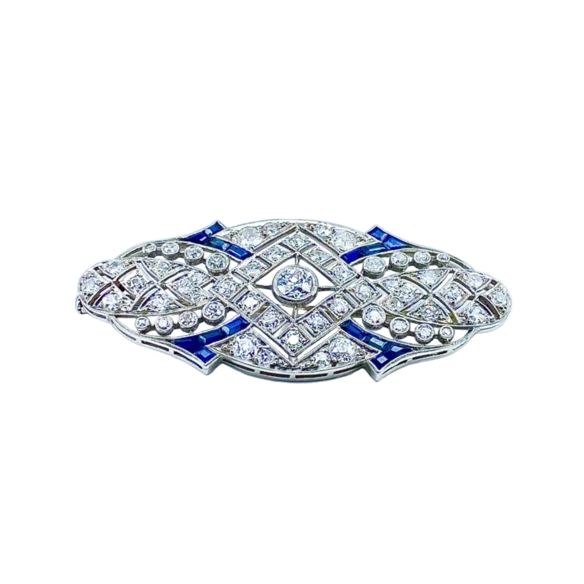 Broche Épingle en platine, saphirs et diamants - Castafiore