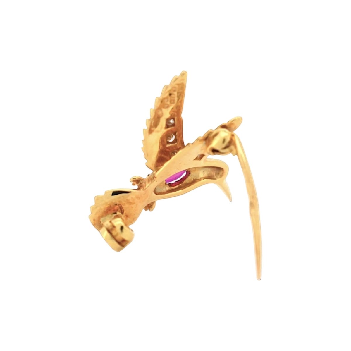 Broche Épingle E.WOLFE & CO. en or jaune, rubis et diamants - Castafiore