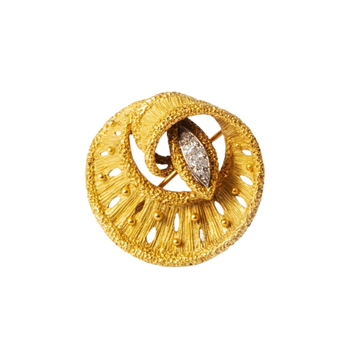 Broche Épingle Serpent en or jaune et diamants - Castafiore