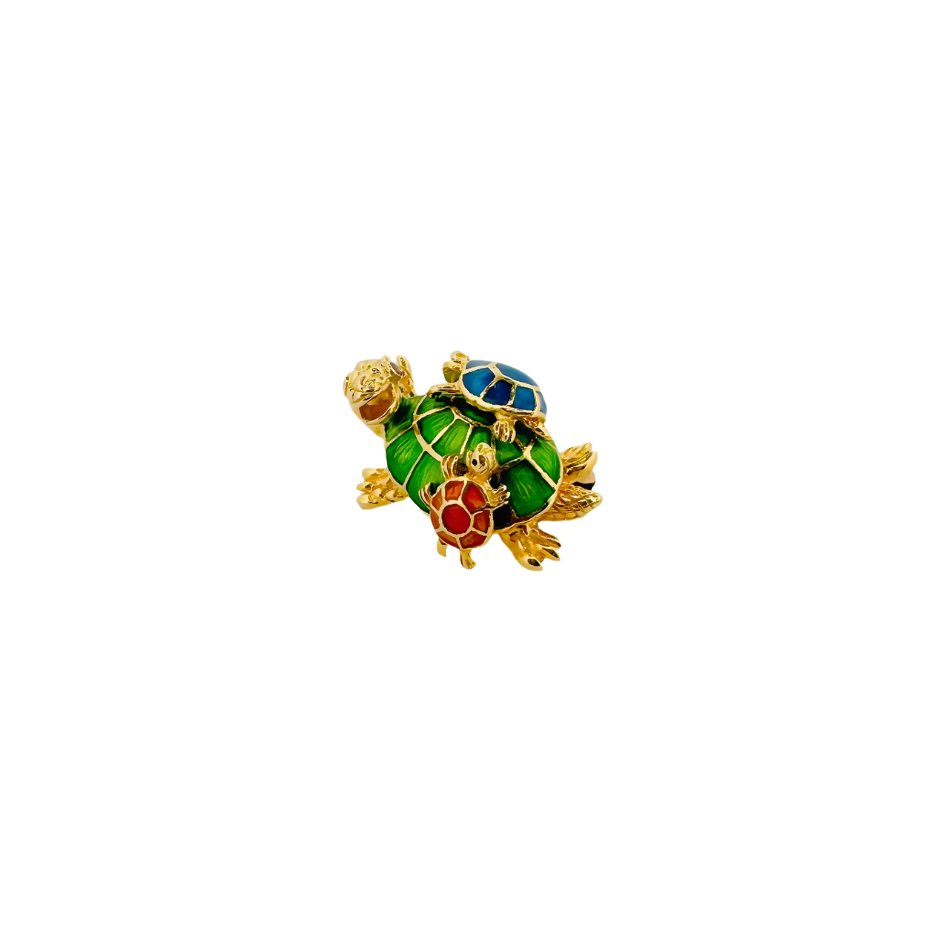 Broche Epingle Tortue CARTIER en or jaune et émail - Castafiore