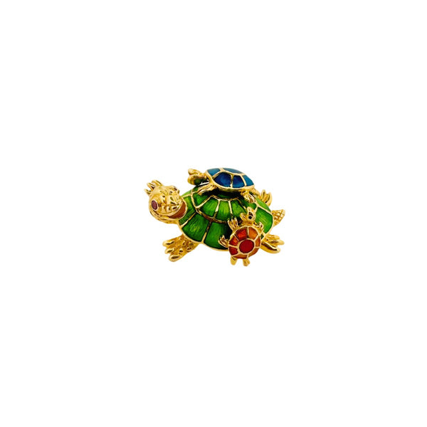 Broche Tortue Vintage – Métal Doré émaillé, Occasion En Bon état