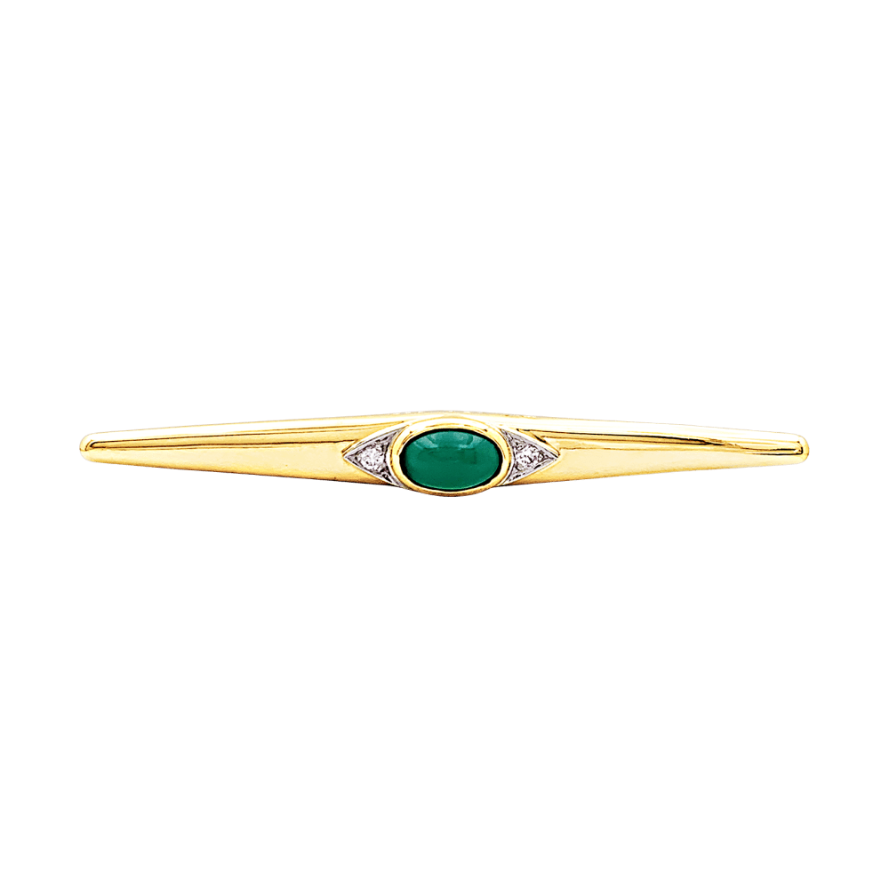 Broche Épingle VAN CLEEF & ARPELS en or jaune, platine, chrysoprase et diamants - Castafiore