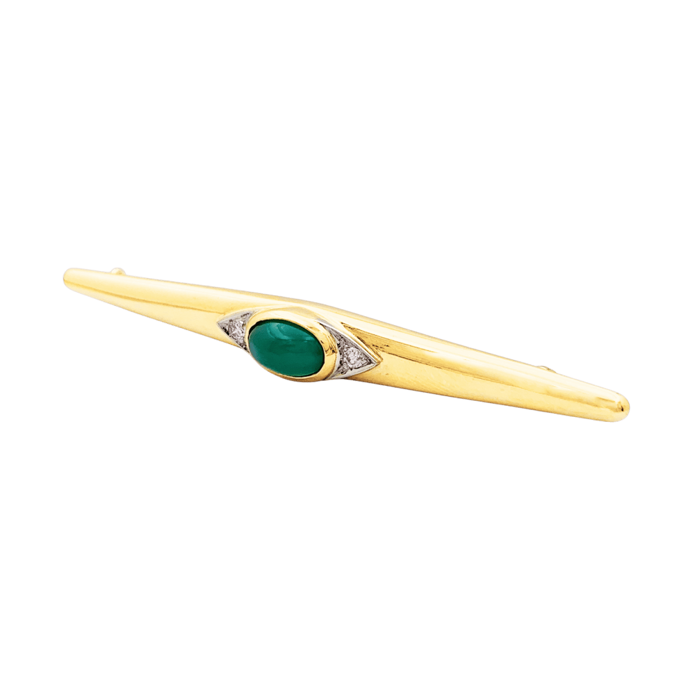 Broche Épingle VAN CLEEF & ARPELS en or jaune, platine, chrysoprase et diamants - Castafiore