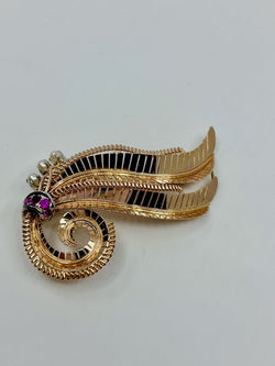 Broche feuille époque 1950 - Castafiore