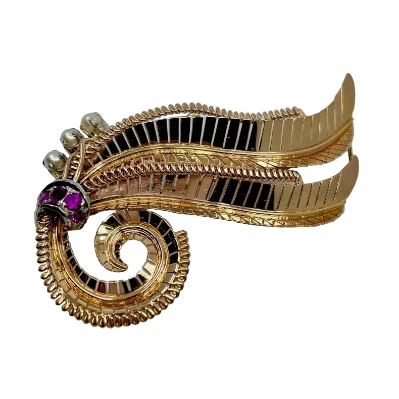 Broche feuille époque 1950 - Castafiore