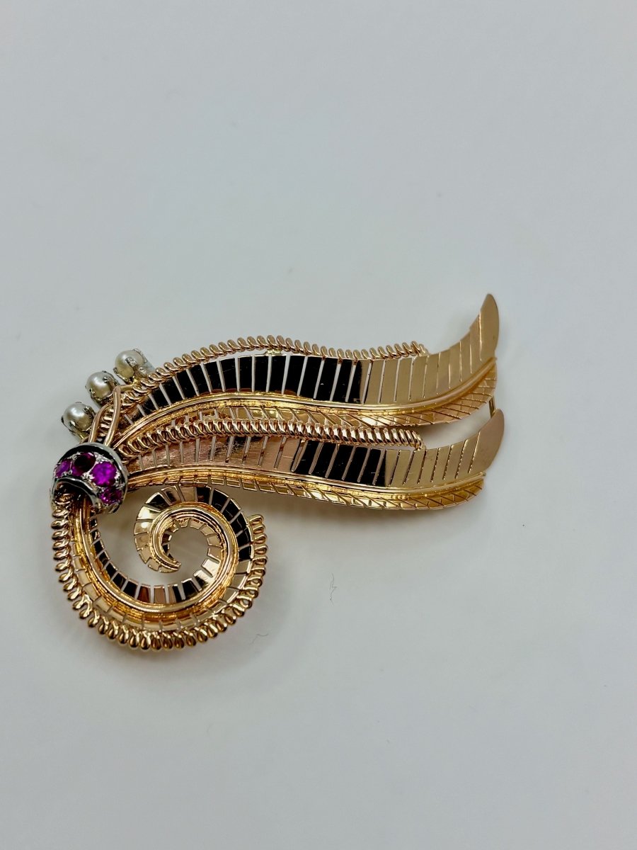 Broche feuille époque 1950 - Castafiore