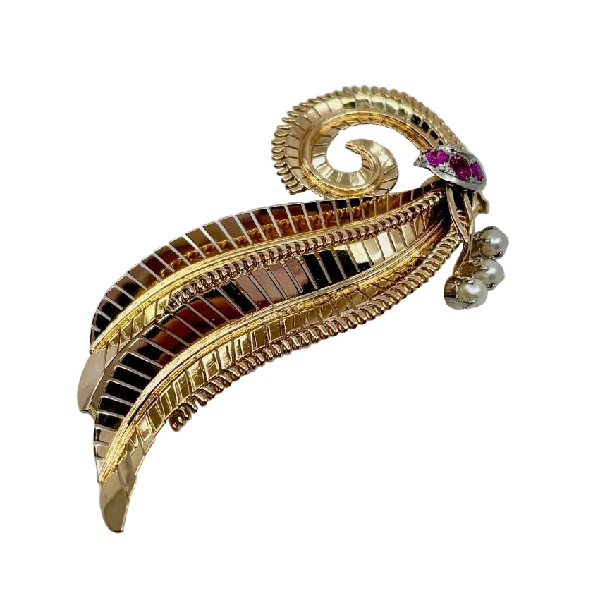 Broche feuille époque 1950 - Castafiore