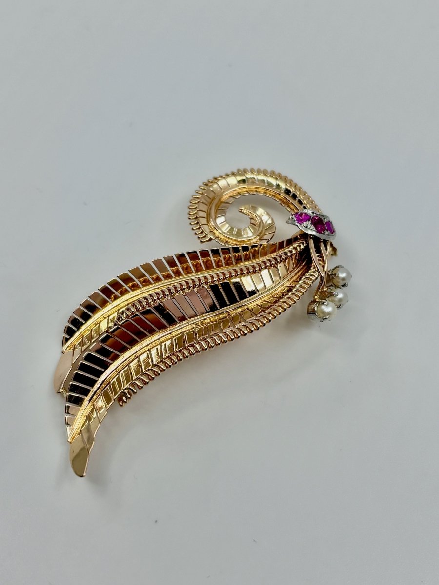 Broche feuille époque 1950 - Castafiore