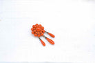 Broche fin 19e corail et diamants en or jaune 18k - Castafiore