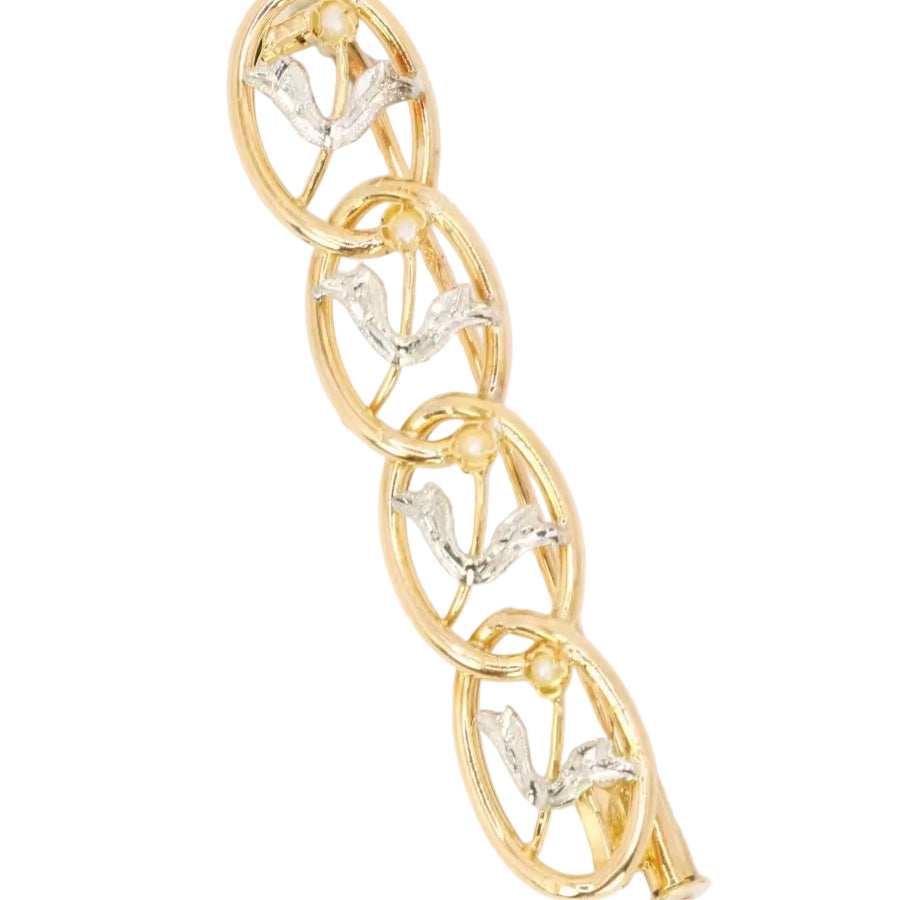 Broche fleur Art Nouveau perles - Castafiore