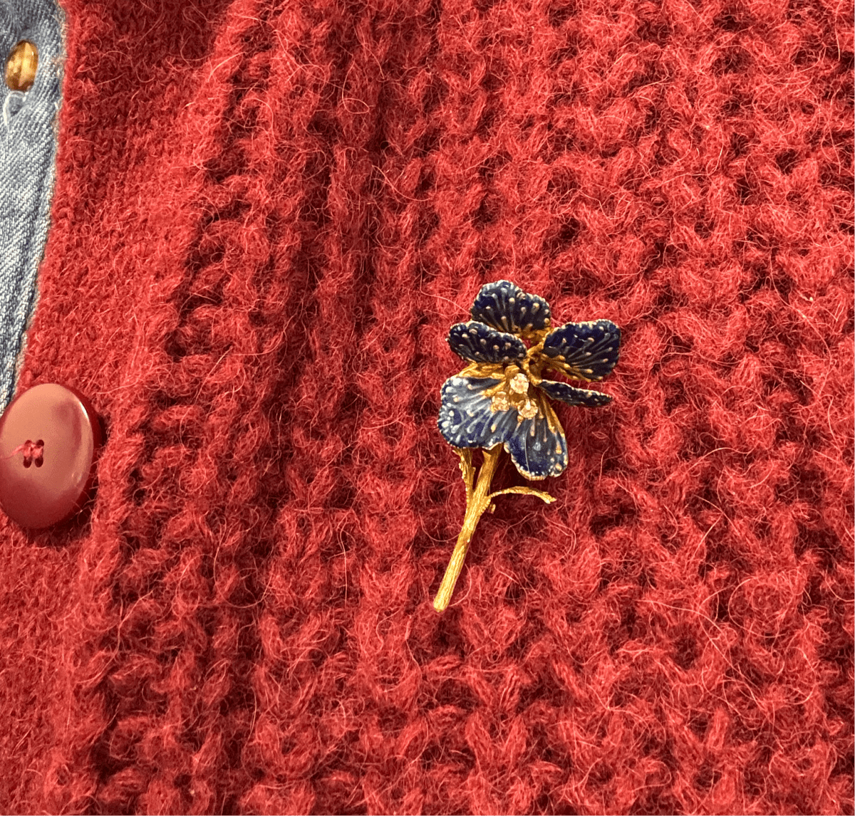 Broche « fleur bleue » Édouard Richards - Castafiore