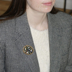 Broche Fleur Pietra Dura sur Or Jaune - Castafiore