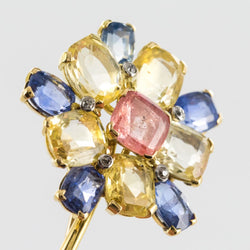 Broche fleur saphirs et diamants - Castafiore