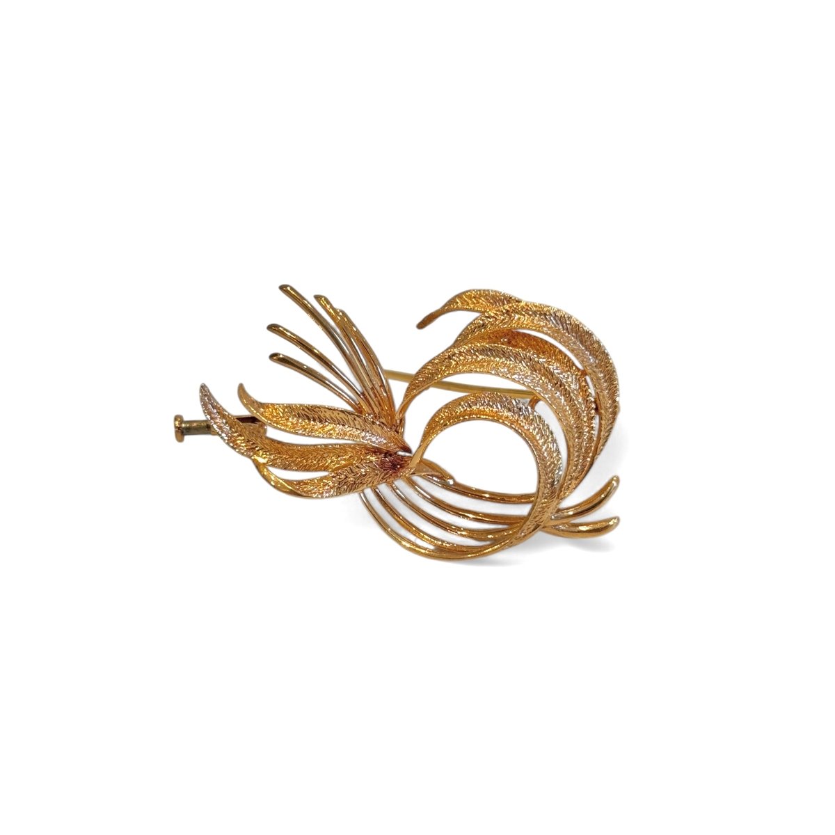 Broche gerbe de plumes en or jaune - Castafiore