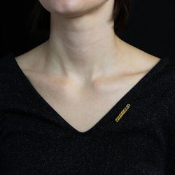 Broche GOURMETTE Barrette en or jaune perles fines et verres turquoise - Castafiore