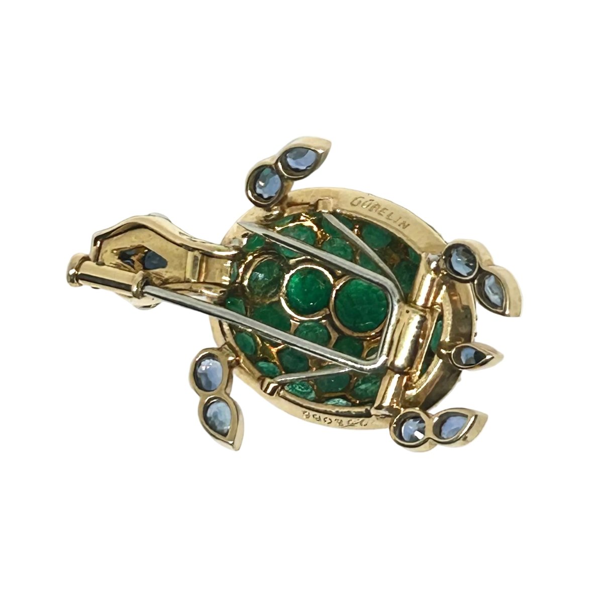 Broche GUBELIN en or jaune, émeraudes, saphirs et diamants - Castafiore