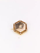 Broche hexagonale Napoléon III en or rose et diamant taille ancienne 0,25 ct - Castafiore