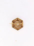 Broche hexagonale Napoléon III en or rose et diamant taille ancienne 0,25 ct - Castafiore