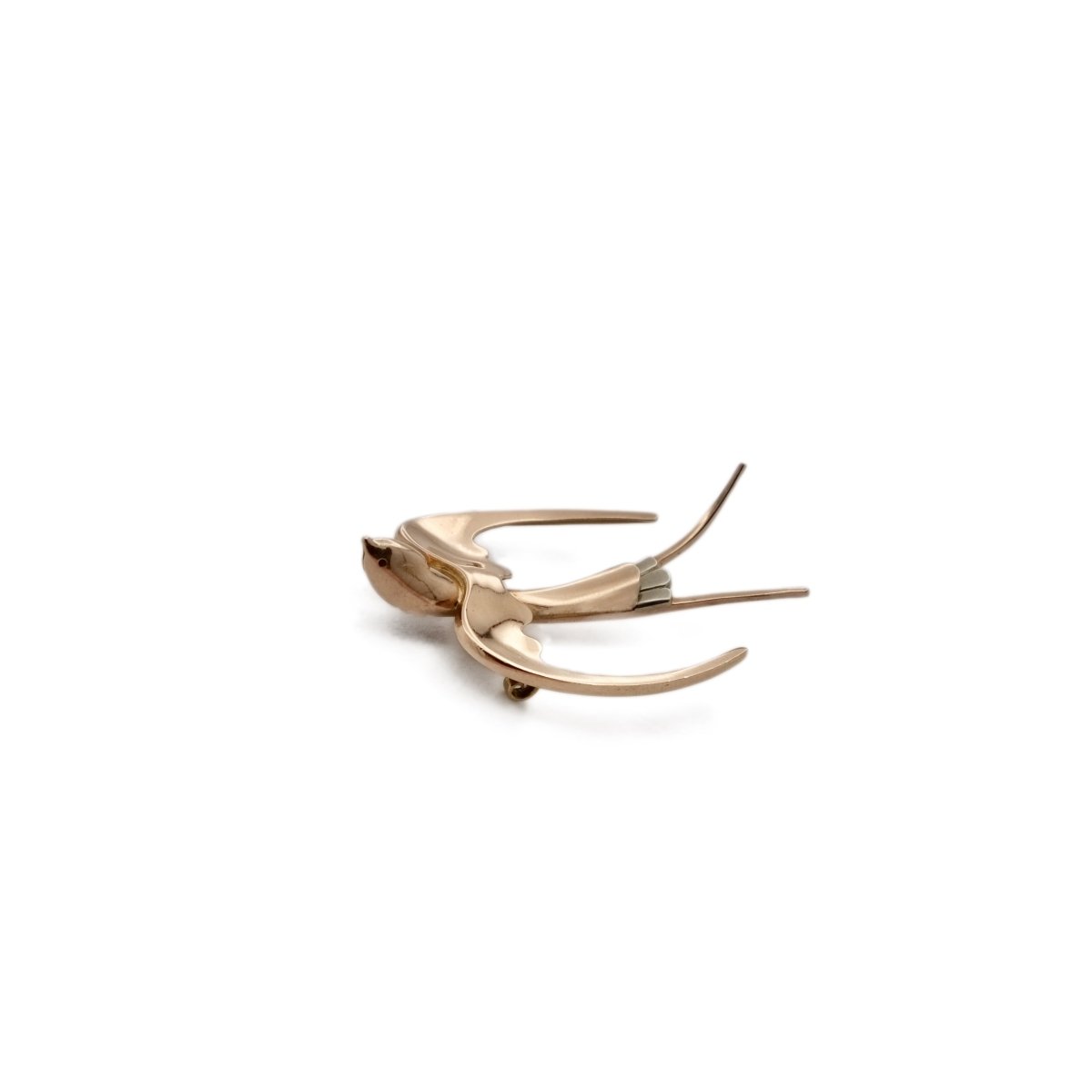Broche Hirondelle en or rose et or blanc - Castafiore