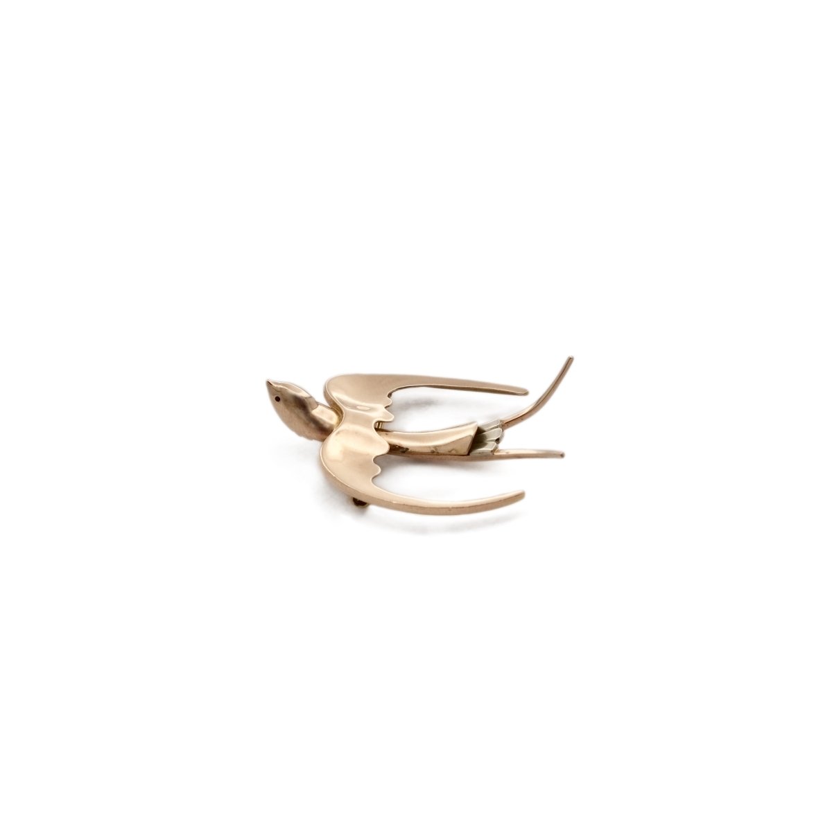 Broche Hirondelle en or rose et or blanc - Castafiore