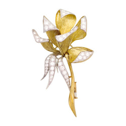 Broche "Iris" en or jaune, platine et diamants - Castafiore