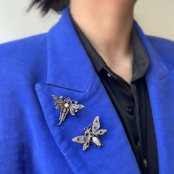 Broche Libellule XIXe - Or et argent