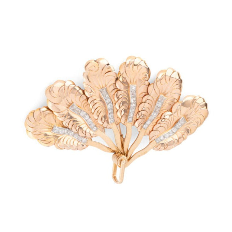 Broche MELLERIO "Eventail" en or jaune - Castafiore