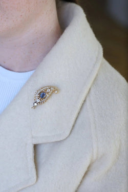 Broche motif cachemire diamants et saphir - Castafiore