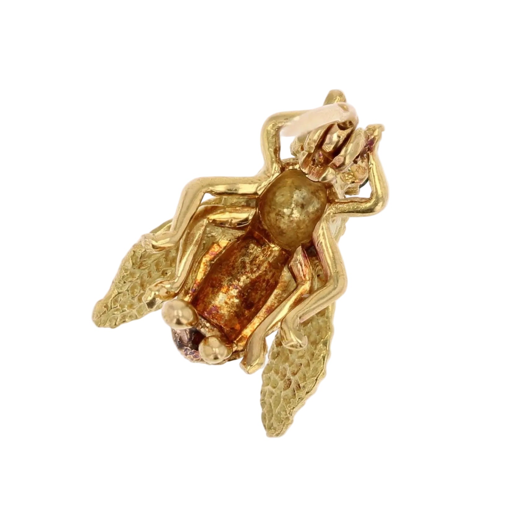 Broche Abeille en or jaune et émeraudes