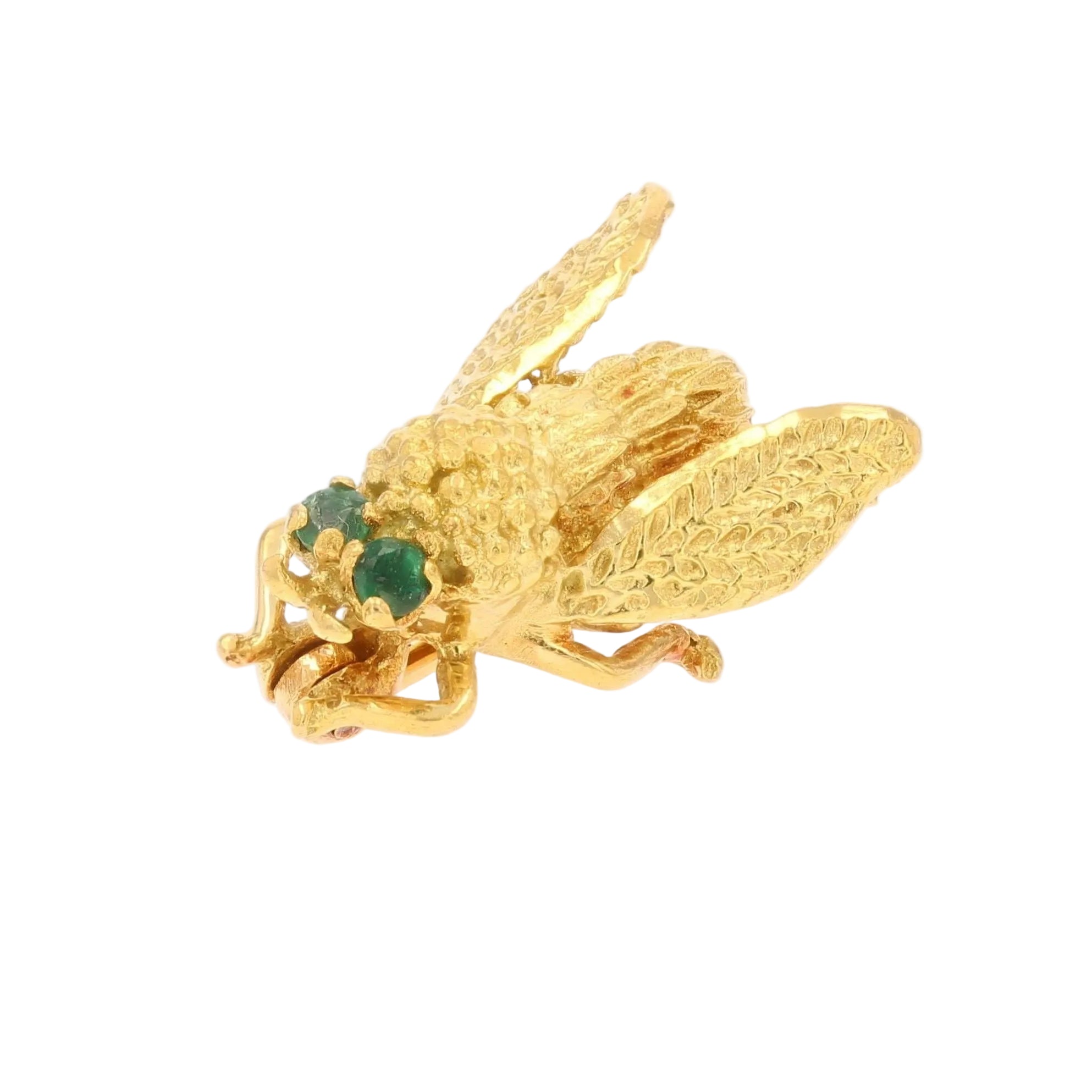 Broche Abeille en or jaune et émeraudes