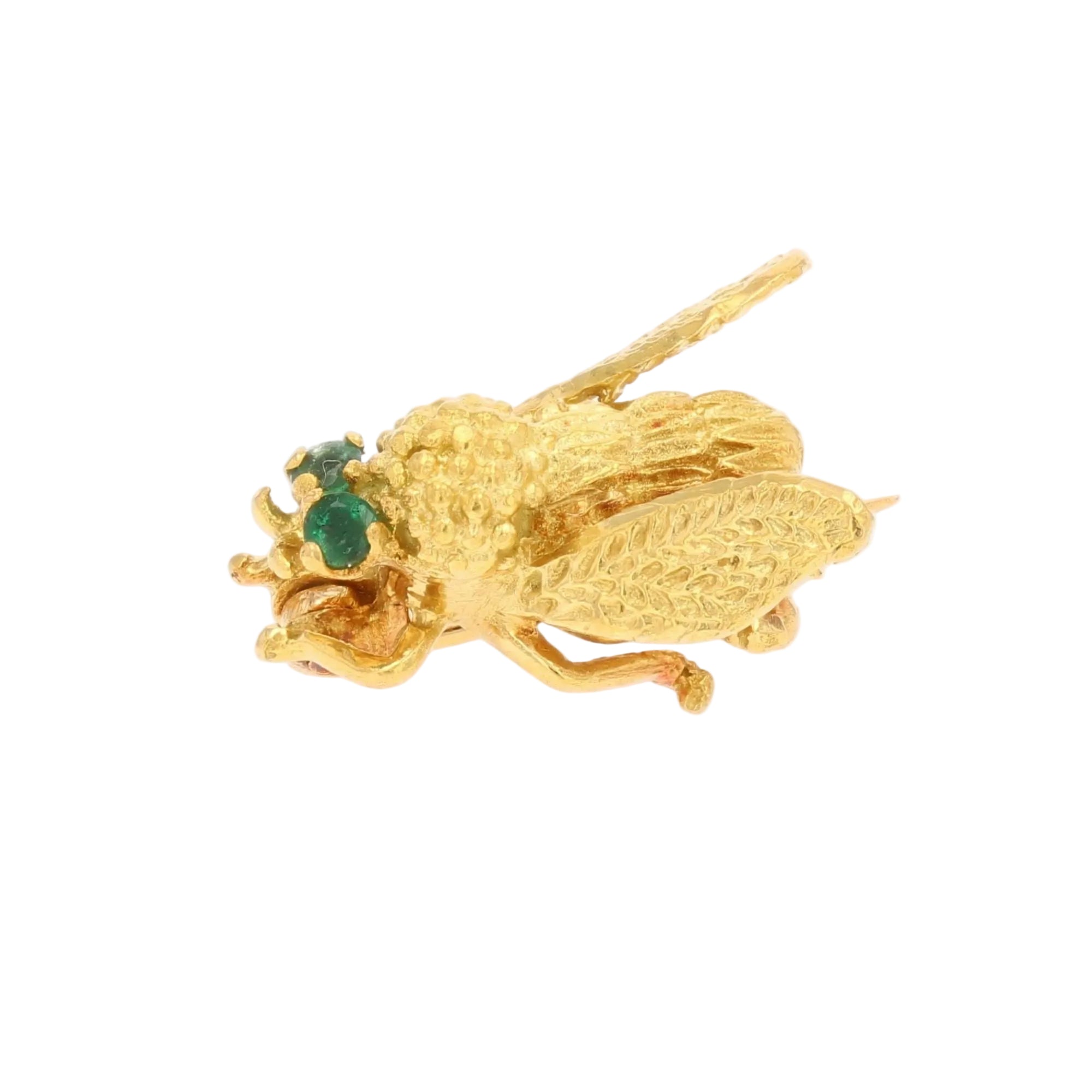Bee brooch in yellow gold and emeralds